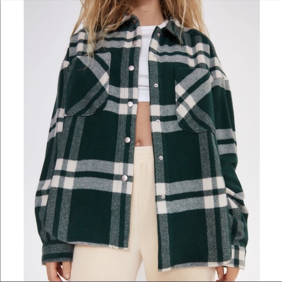 ZARA PLAID OVERSHIRT Green Large - Picture 4 of 14
